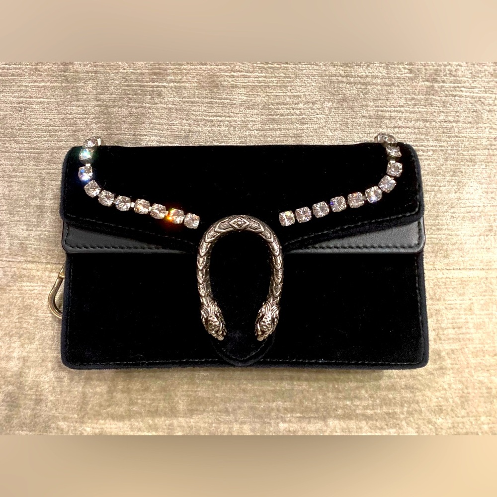 Gucci Black Crossbody Bag with Crystal Embellishments